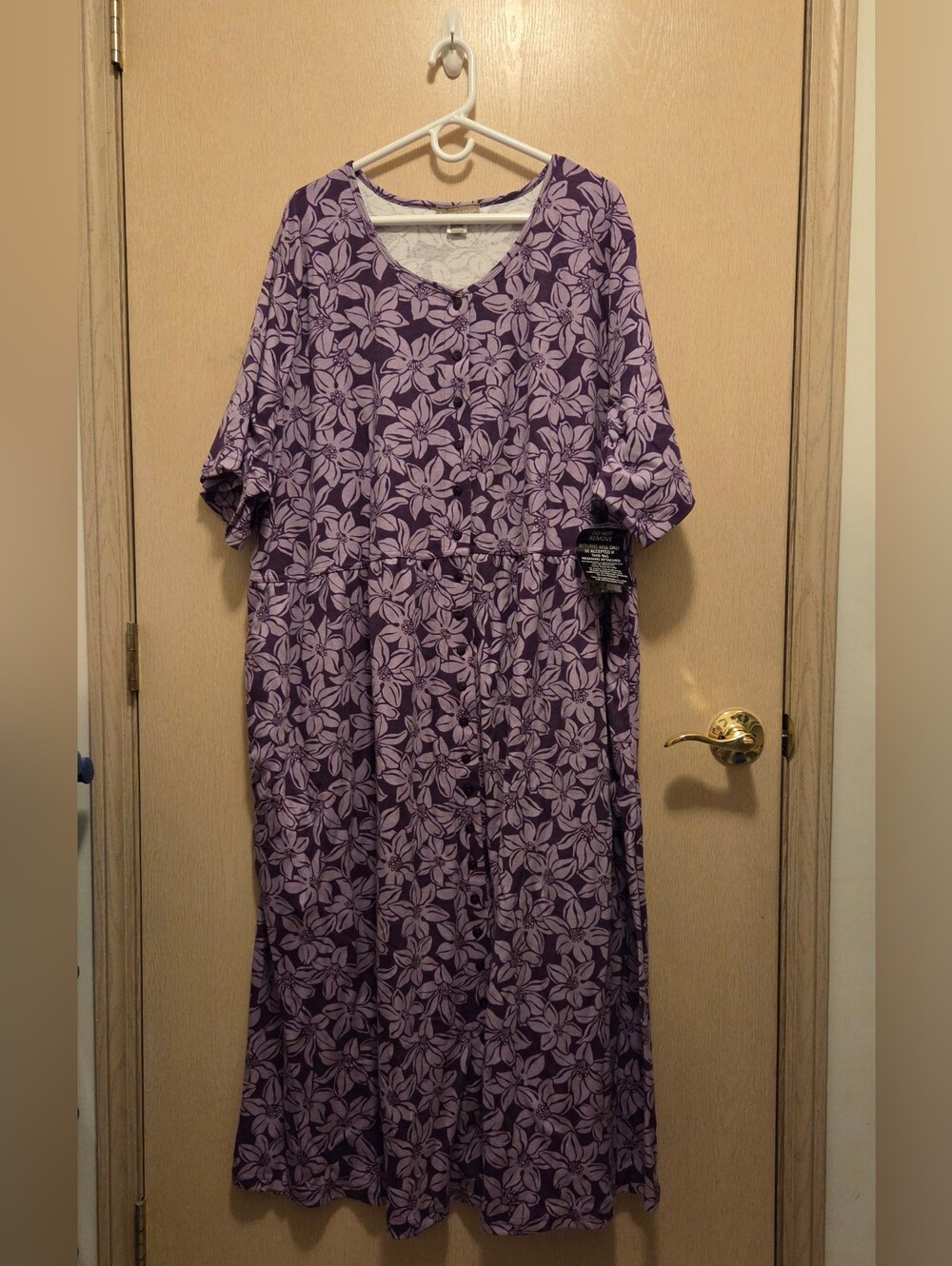 Purple Floral Button-Front Women’s Dress NWT Woman Within Knit 4x